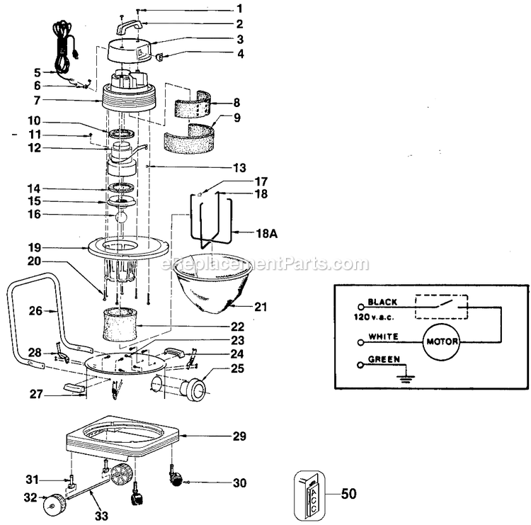 Black and Decker 6633 (Type 1) Vacuum Cleaner 10 Gal Power Tool Page A Diagram